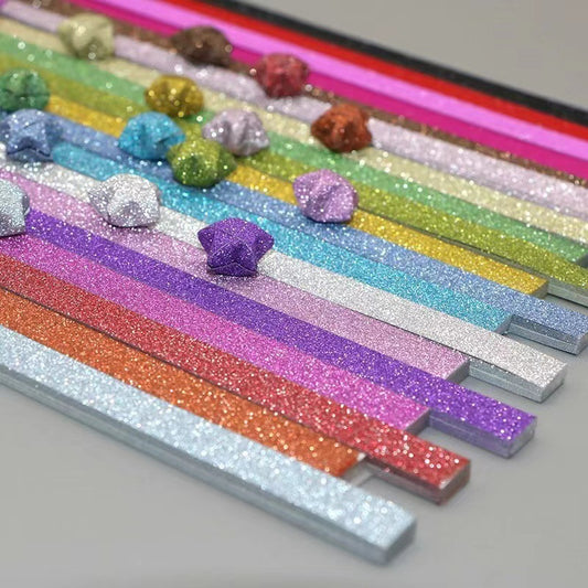 Lucky Star Origami Paper Strips-Glitter